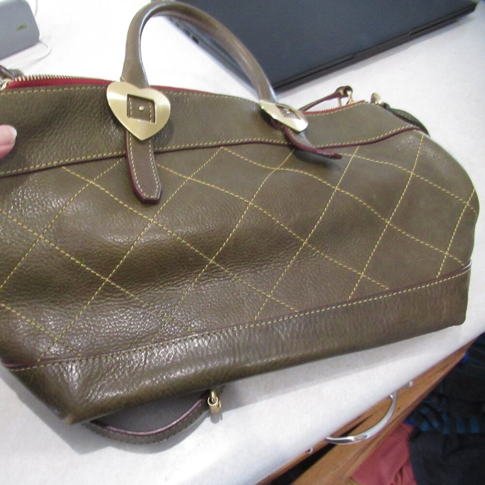 Dooney & Bourke olive green pebble Leather satchel purse handbag - Picture 12 of 12